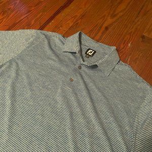 FootJoy FJ Golf Blue Striped Stretch Active Men's Short Sleeve Polo XL Shirt